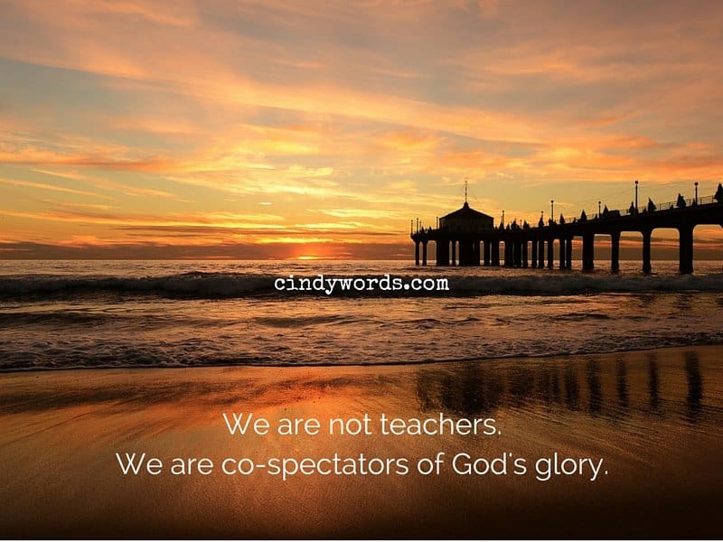 We are not teachers. We are co-spectators