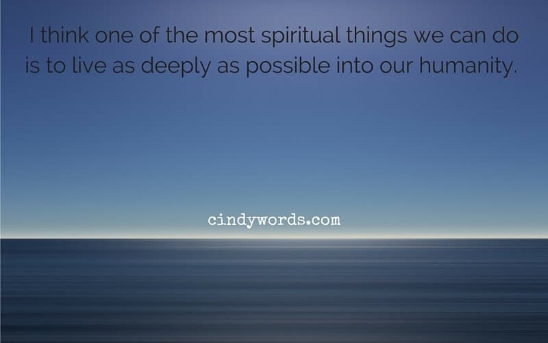 I think one of the most spiritual things we can do is to live as deeply as possible into our humanity.