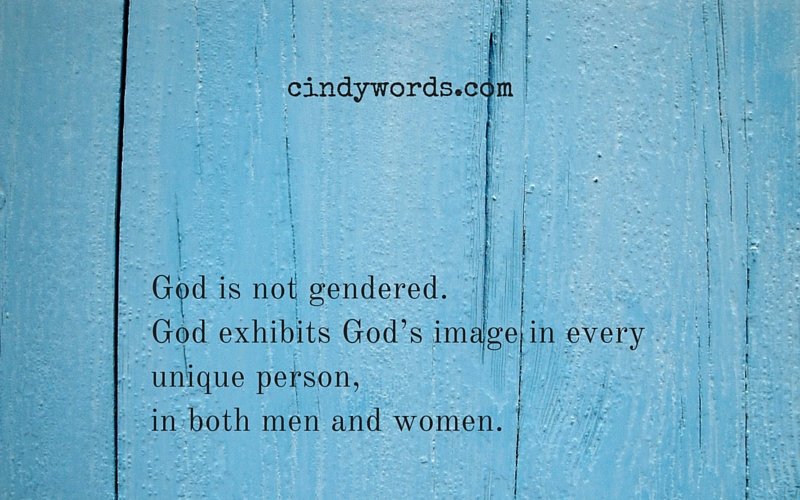 God is not gendered. God exhibits God’s image in every unique person, in both men and women