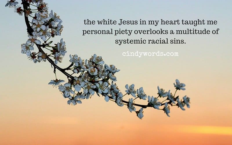 the white Jesus in my heart taught me personal piety overlooks a multitude of systemic racial sins.